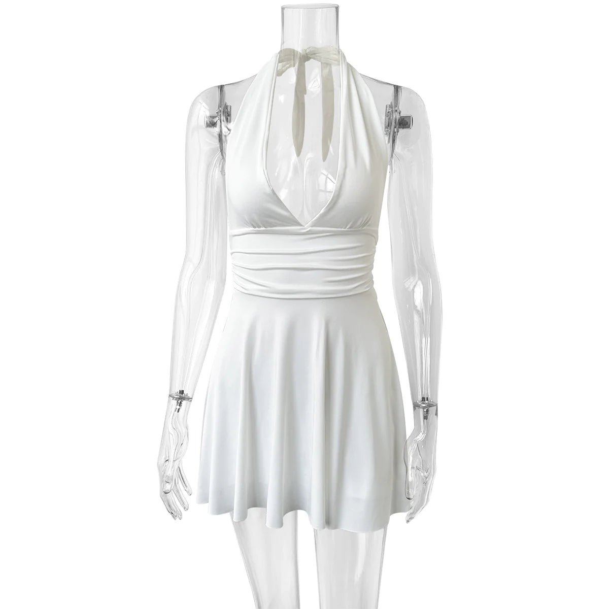 Women's V-neck Lace-Up Tight Pleated Skirt